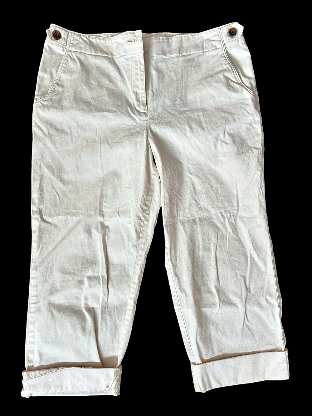 Talbots Chino Pants cream beige Cropped cotton blend Size 12